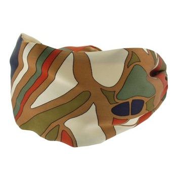 Frank & Kahn - Silk Scarf Headband - Brown Wave