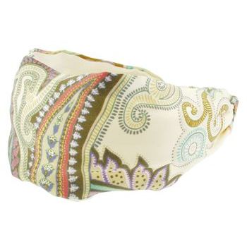 Frank & Kahn - Hermes Inspired Silk Headband - Cream Paisley - 2 7/8inch Wide (1)
