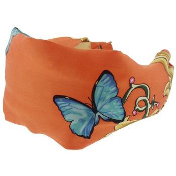 Frank & Kahn - Hermes Inspired Headband - Orange w/ Blue Butterfly - 2 7/8inch Wide (1)