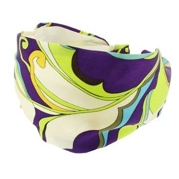 Frank & Kahn - Pucci Inspired Silk Scarf Headband - Purple w/ Cream & Green (1)