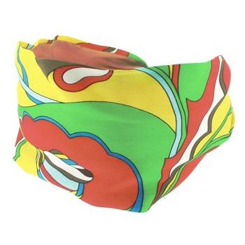 Frank & Kahn - Pucci Inspired Silk Scarf Headband - Canary Yellow w/ Orange & Green (1)