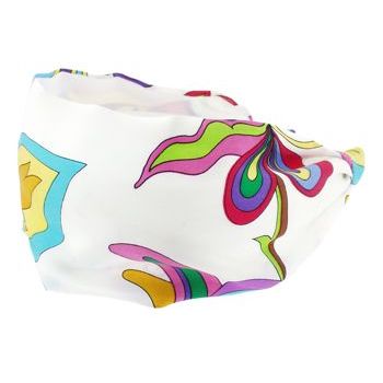 Frank & Kahn - Silk Scarf Headband - White - 2 7/8inch Wide