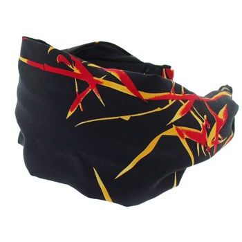 Frank & Kahn - Silk Scarf Headband - Black w/ Red & Gold (1)