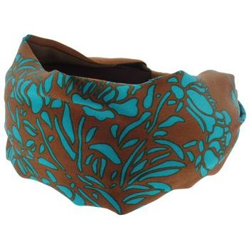 Frank & Kahn - Silk Scarf Headband - Brown w/ Turquoise (1)