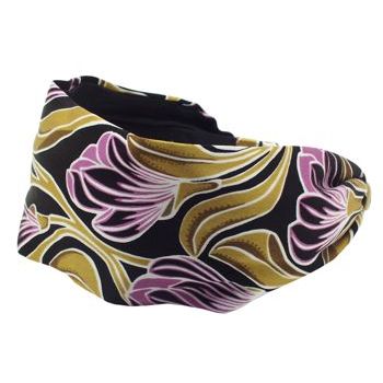 Frank & Kahn - Silk Charmeuse Scarf Headband - Black w/Floral Design