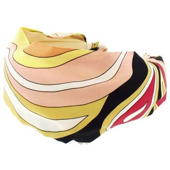 Frank & Kahn - Pucci Inspired Silk Headband - Peach & Gold Wave (1)