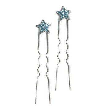 HB HairJewels - Mini French Star Hairpin - Cornflower Blue/Silver