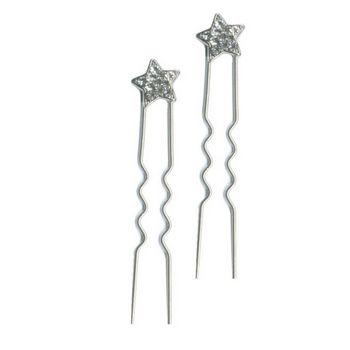 HB HairJewels - Mini Star French Hairpin - Brilliant White/Silver