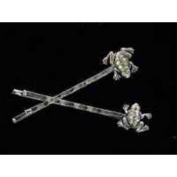 Jeweled Frog Hairpins