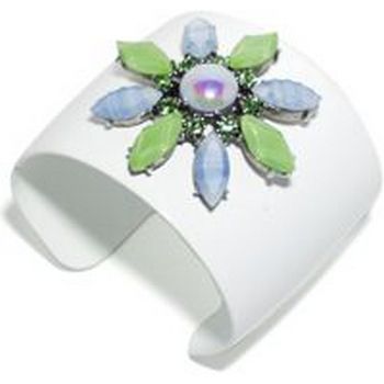Gerard Yosca - White Cuff w/Sapphire Blue & Lime Hued Stones