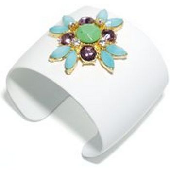 Gerard Yosca - White Cuff w/Turq, Jade, Ameth & White Swarovski Hued Stones