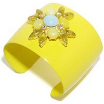 Gerard Yosca - Yellow Cuff w/Aqua, Yellow & Green Flower