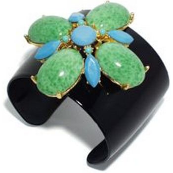 Gerard Yosca - Black Cuff w/Green & Turquoise Hued Stones