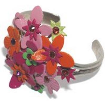 Gerard Yosca - Lg Hot Pink Leather Cuff w/Orange Accents