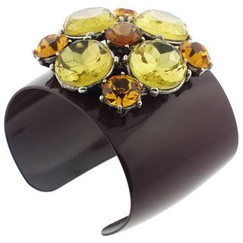 Gerard Yosca - Choc Brown Enamel Cuff w/Burst of Large Stones