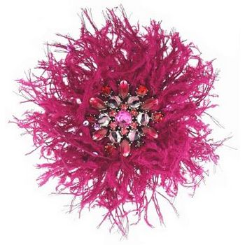 Gerard Yosca - Fuschsia Pink Shag Sparkle Brooch Pin (1)