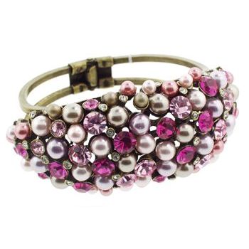 Gerard Yosca - Faux Pearl & Swarovski Crystal Cuff - Pink