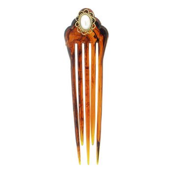 Good Hair Days - Pearl & Crystal Large Chignon Pin - Tort