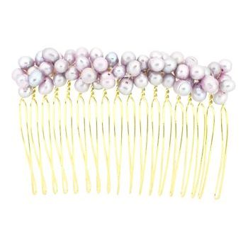 HB HairJewels - Kara Collection - Pearl Cluster Comb - Dark Purple (1)