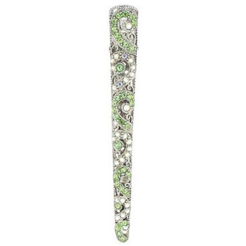 HB HairJewels - Kara Collection - Crystal Swirl Claw - Peridot & White AB (1)