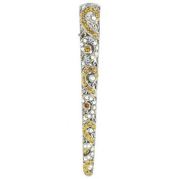 HB HairJewels - Kara Collection - Crystal Swirl Claw - Amber & White AB (1)