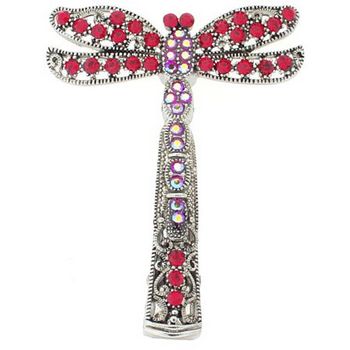 HB HairJewels - Kara Collection - Crystal Dragonfly Claw - Red & Red AB (1)