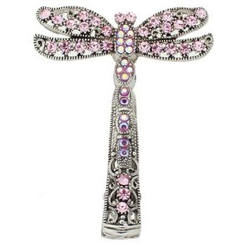 HB HairJewels - Kara Collection - Crystal Dragonfly Claw - Pink & Pink AB (1)