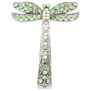 HB HairJewels - Kara Collection - Crystal Dragonfly Claw - Peridot Green & White AB (1)