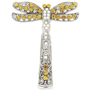 HB HairJewels - Kara Collection - Crystal Dragonfly Claw - Gold & White AB (1)