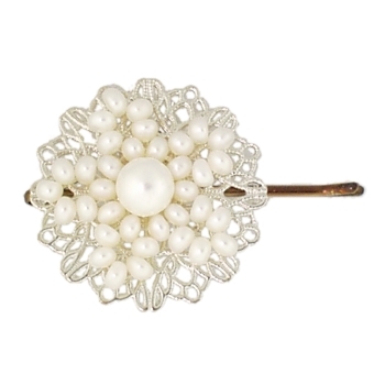 Jane Tran - Silver Filigree Bobby Pin - White (1)