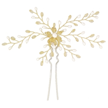 Jane Tran - Multi Vined Pearl & Moonstone Pin (1) Pearl White & Citrine
