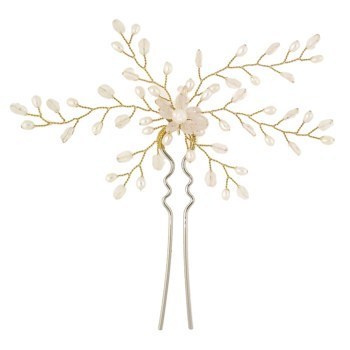 Jane Tran - Multi Vined Pearl & Moonstone Pin (1) Pearl White & Frost White