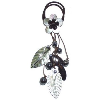 Jane Tran - A Ponytail w/Hanging Pearls & Shell - Black w/Dark Chocolate