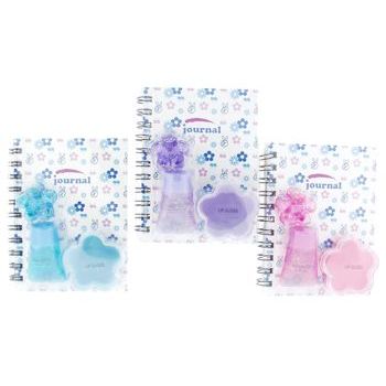 Diva's Club - Mini Journal Notebook w/ Lip Gloss, Glitter &  Hair Clip - Set of 3 Assorted Colors