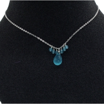 June Bijou - Necklace - Dark Aqua Chalcedony Single Drop