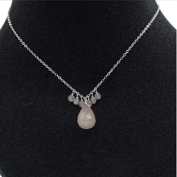 Natasha B. - Necklace - Rose Quartz Single Drop