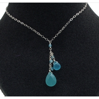 Natasha B. - Necklace - Aqua Chalcedony Drop