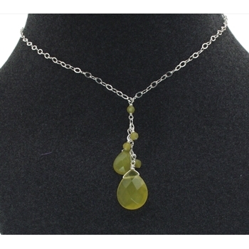 Natasha B. - Necklace - Olive Jade Drop