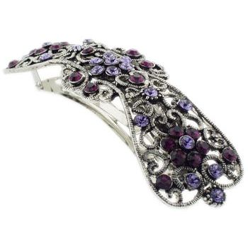 Karen Marie - Filigree Crystal Barrette - Amethyst/Amethyst AB