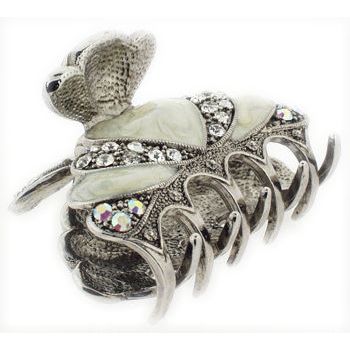 HB HairJewels - Hip Clips - Heart Enamel & Crystal Jaw - Cream (1)