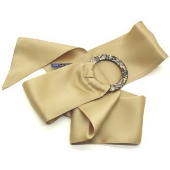 L. Erickson USA - Single O Ring Silk Charmeuse Belt - Camel with Onyx Buckle
