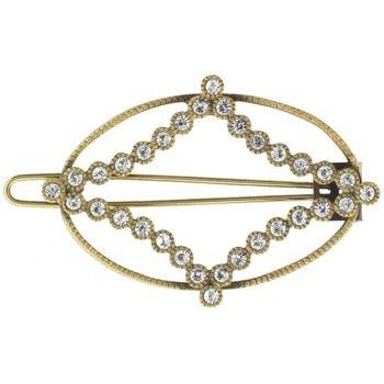 Linda Levinson - Oval Star Brooch Hairclip - Gold w/Swarovski Crystals (1)