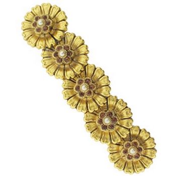 Linda Levinson - Five Flower Barrette - Light Topaz-Gold (1)
