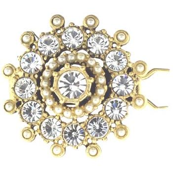Linda Levinson - Swarovski White Diamond Crystals w/Pearls Barrette (1)