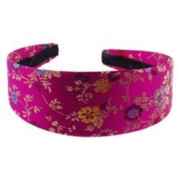 HB HairJewels - Lucy Collection - Oriental Satin Like Headband - Fuschia - 1 3/4inch