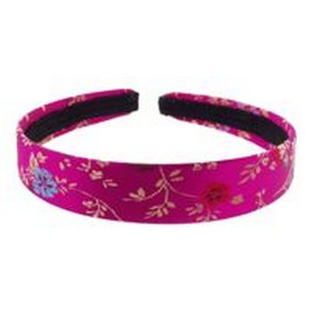 HB HairJewels - Lucy Collection - Small Oriental Satin Headband - Fuschia - 7/8inch