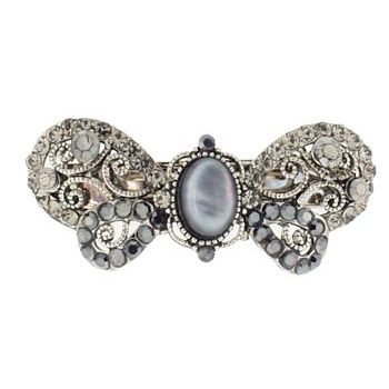 Medusa's Heirlooms - Moonstone Center Automatic Barrette - Onyx