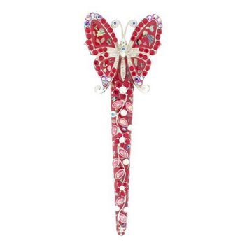 Medusa's Heirlooms - Enamel Fantasy Butterfly Jaw Clip - Ruby Red