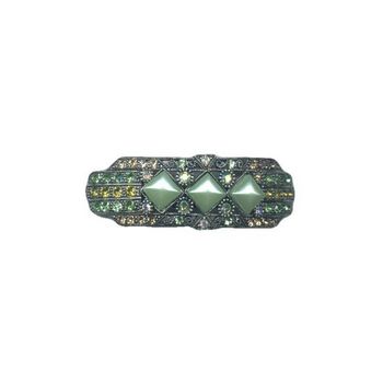 Medusa's Heirlooms - Art Deco Automatic Barrette - Gem & Opaque - Green
