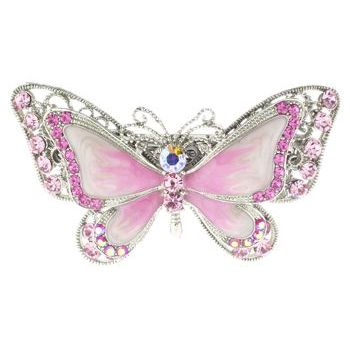 Medusa's Heirlooms - Enamel & Swarovski Crystal Automatic Barrette - Pink (1)